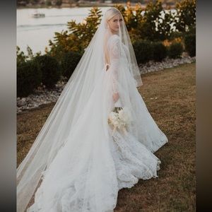 Wedding Veil Cathedral veil Length 108 cascading Two tier with blusher (NEW)